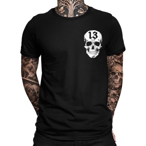 T-shirt pour homme Motif tête de mort 13, Noir , S
