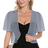 OLYCN Women Sheer Shrug Chiffon Open Front Short Sleeve Cardigans for Dresses Tops Lightweight Soft