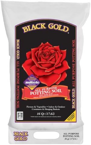 Black Gold 1410102 - Tierra para macetas multiusos de 16 cuartos de galón U de 16 cuartos de galón con fertilizante