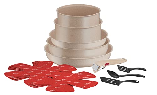 Tefal Ingenio Delight - Batería de cocina (17 p, inducción, revestimiento antiadherente, indicador de temperatura, apilable, apto para lavavajillas, estufas, ollas, fabricado en Francia L7839002)