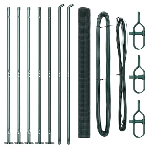 mtlskopl Kit de clôture en treillis - 10 m x 1,5 m - Poteaux de clôture en acier revêtu par pulvérisation - Clôture métallique stable pour jardin et...