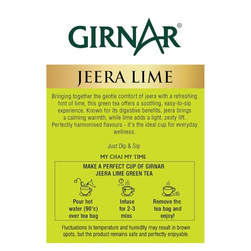 Image of Girnar Green Tea Bags - Jeera Lime (25 Tea Bags)