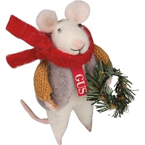 Primitives by Kathy Mouse 425 Inches Tall Gus with Wreath Seasonal Decor