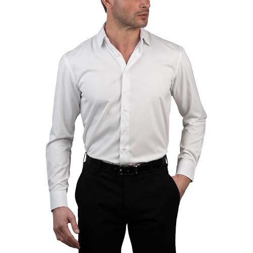 Chaps Regular Fit Long Sleeve Button Down Dress Shirts for Men - Wrinkle Free Long Sleeve Shirt Mens Formal 4-Way Stretch