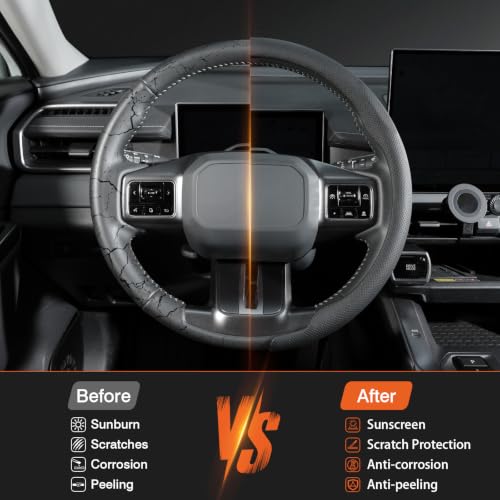 Image of Cartist Upgrade Steering Wheel Cover Universal for Car, PC Strength and PVC Leather for Steering Wheel Protector, Breathable Non-Slip Enhance Driving Experience, Open-Type Easy to Install - Black