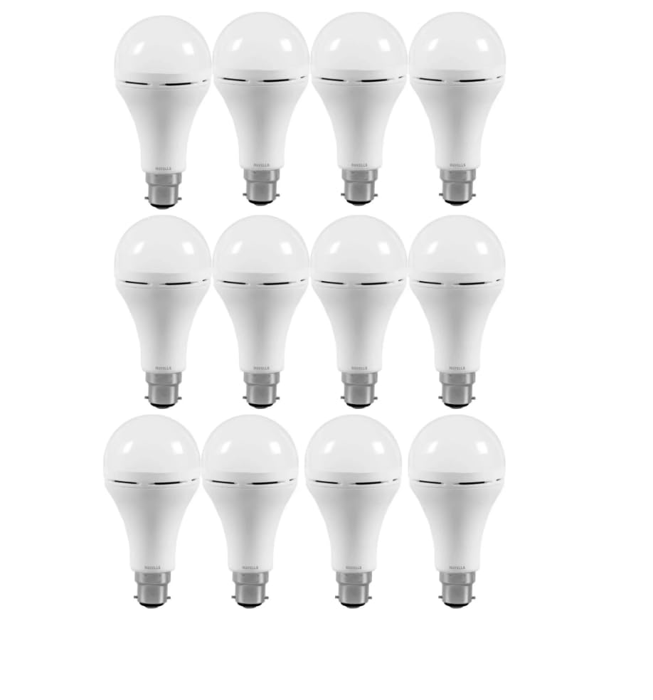 Image of Havells 12W wattage Bulb | High CRI & High Efficiency | Energy Efficient | Mercury-Free | 4KV Surge Protection | 100 Lumens Per Watt |Cool Day Light (6500K) b22d(Pack of 12)