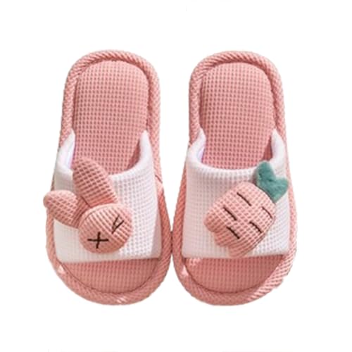 Cartoon Bunny Rabbit Head Animal Carrot Shape Slippers, Women's Four Seasons Home Cotton Linen Shoes Anti-Slip, Easy to Clean Indoor and Outdoor
