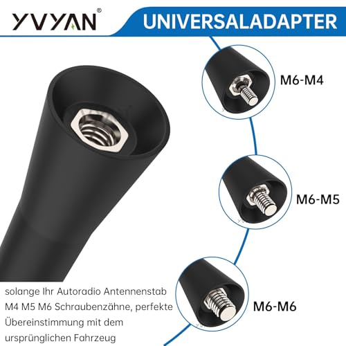 Yvyan Autoantenne 6.5CM, Autoradio Dachantenne,Auto Antenne, FM DAB Dachantenne Auto, Autoantenne Kurz Universal, Mit 3 Schrauben (M4, M5, M6), für den FM/AM Radioempfang