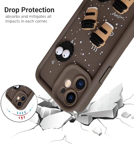 Image of SHINESTAR Back Cover for iPhone 11 - 3D Cartoon Coffee & Eyes Design | Soft Silicone Shockproof Case with Full Camera Protection | Cute & Playful Phone Cover - Brown
