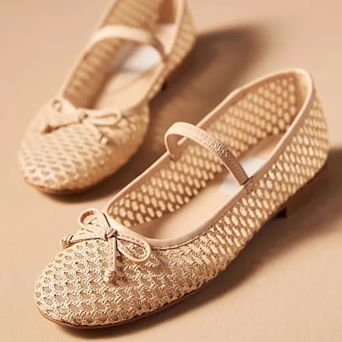 Mesh Ballet Flats for Women Stylish Mary Jane Shoes Design with Pull-On Fit Elegant Round Toe Breathable Material Cute Bow Accent3