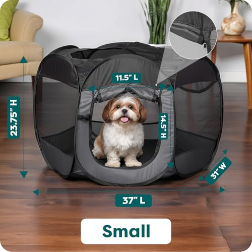 Image of FurHaven Soft-Sided Dog & Cat Playpen, Portable Foldable Indoor & Outdoor Pet Playpen with Mesh Windows & Zippered Door, Gray, Small