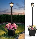 PASAMIC 72' Solar Lamp Post with Planter, Waterproof Solar Outdoor Light for Backyard, Garden & Patio, Outdoor Post Light for Pathway, Driveway, Yard & Front Yard Decor