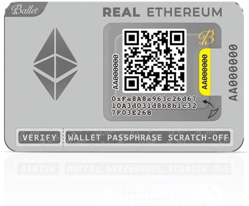Ballet Ethereum Cold Storage Wallet Card - Stainless Steel, No Battery