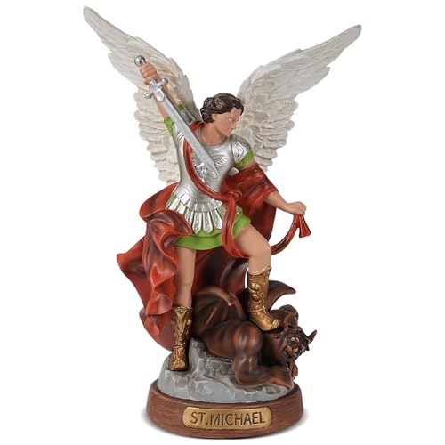 Estatua de San Miguel Arcángel color beige 12 pulgadas miniatura 1