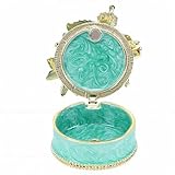 Brrnoo Caja de Joyería con Esmalte de Flores 3D, Caja para Anillos, de Joyería con Cierre Magnético, Diamantes de Imitación Chapados en Oro para Regalo de Soporte de Anillo de (GREEN)