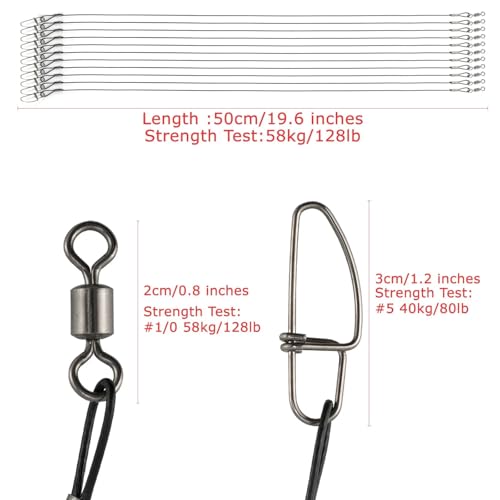 Wire Leaders para pesca en agua salada 20 piezas 50cm miniatura 7