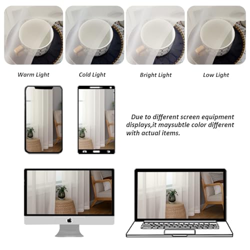 Image of Chyhomenyc Ivory Sheer Valances for Windows - Light Filtering Small Kitchen Curtains, Rod Pocket Short Top Window Treatment Decor for Living Room Bathroom Basement, 42Wx16L inches, 2 Panels