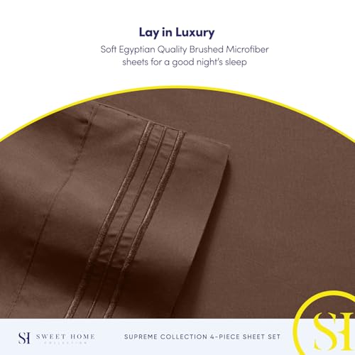 California King Sheet Sets - Breathable Luxury Sheets with Full Elastic & Secure Corner Straps Built In - 1800 Supreme Collection Cal King Deep Pocket Bedding Set, Sheet Set, California King, Brown