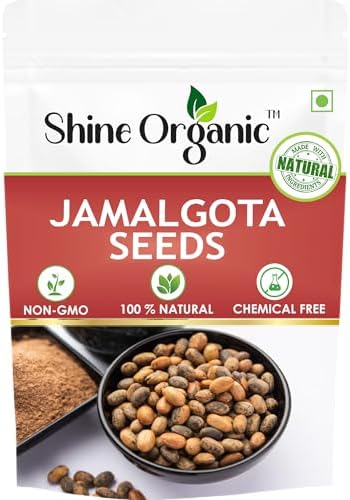 Shine Organic Jamalgota Seeds For Hair, Croton Seed | Croton Tiglium Seed | Jamalghota Seed | Jamalgota Beej | Jamalghota Beej | Jamal gota Seeds | Make Paste (60 gm)