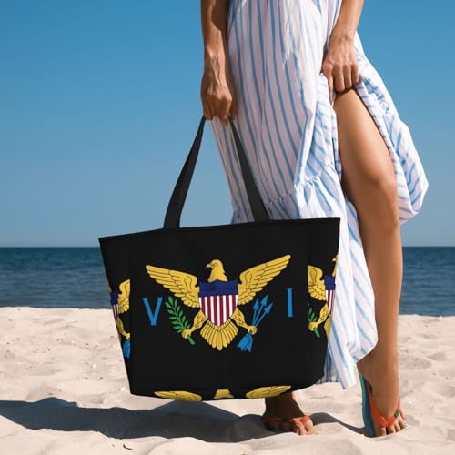 Jamaica Flag Women Large Beach Bag Travel Weekender Foldable Tote Bag for Pool Beach Vacation Gym 6