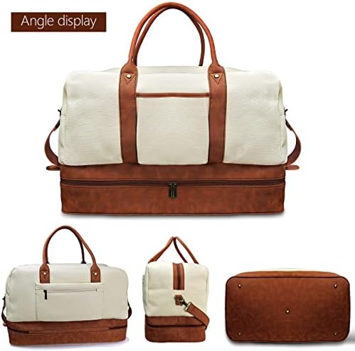Weekender Bags for Women Canvas Leather Duffle Bag Overnight Travel Carry On Tote Bag with Luggage Sleeve Perfect for Travel/Daily Use/Birthday Gift 3 Weekender Bags for Women Canvas Leather Duffle Bag Overnight Travel Carry On Tote Bag with Luggage Sleeve Perfect for Travel/Daily Use/Birthday Gift