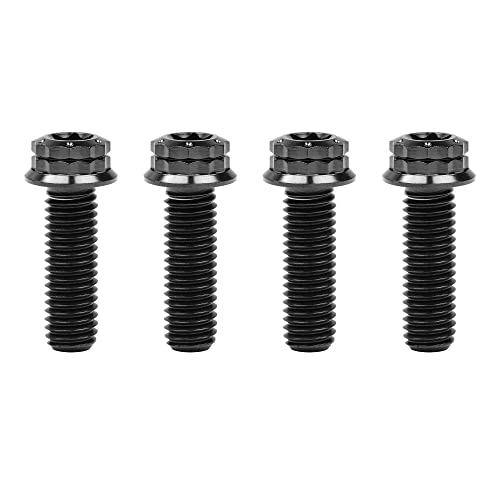 Image of Titanium Flange 12 Point Head M8 x15 20 25 30 35 40 45 50 55 60 65mm Screw Bolt Pack of 4 (M8x25mm, Black)