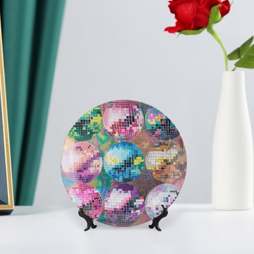 Plato decorativo de porcelana con patrón Disco Ball 6in miniatura 6