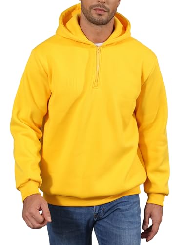 JIHUILAI Men's Quarter Zip Pullover Hoodies Long Sleeve Drop Shoulder Hoodie Casual Fashion Sweatshirt Solid Color Hooded