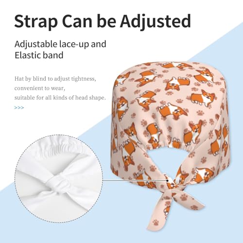 Image of Adjustable Working Cap Breathable Unisex Women Men Elastic Bandage Tie Back Hats Scrub Nursing Doctor Surgeon Cap