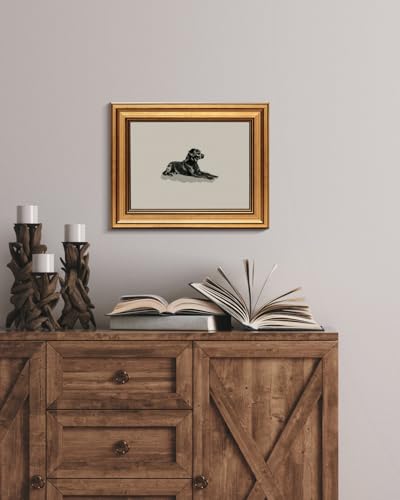 Image of HUARCEY Gold Framed Vintage Wall Art Black Dog Wall Decor Minimalist Animal Art Pictures Room Decor Dog Lovers Gifts Modern Canvas Prints Shelf Artwork for Bedroom Bathroom Living Room 8x10in