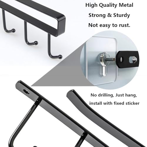 2 Pack Storage Mug Hooks Rack Under Cabinet Each with Fixed Sticker, 6 Hooks Cup Holder Hanger, Ties Belts Scarf Hanging Hook Rack, Mug Hook Hanger Under Shelf Without Drilling Kitchen Utensil Hanger - image 4