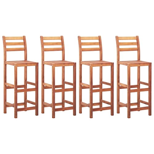 Tabourets de bar en bois d'acacia massif chaises hautes d'ébénisterie pour comptoir chic
