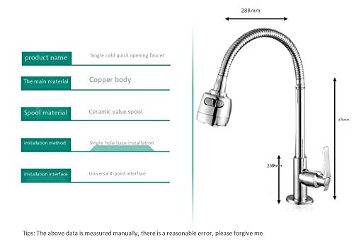 Robinet de cuisine simple eau froide rotatif 360° finition soignée - 7