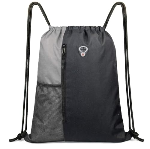 Image of ALASKA Drawstring Backpack Sports Gym Bag Large Size (18 Inch x 14 Inch) for Women & Men, Large Size With Two Zipper Pockets and Water Bottle Mesh Pocket.