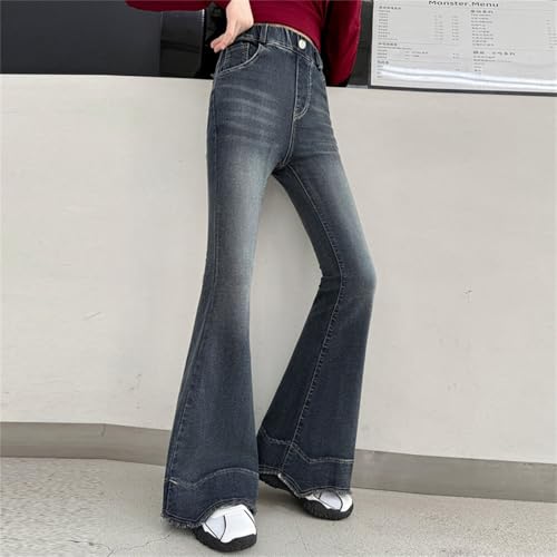 Girls Bows Jeans RuffledBaggy Wide Leg Denim Pants Kids Cute Elastic Waist Trousers Trendy Y2k Streetwear with Pockets4