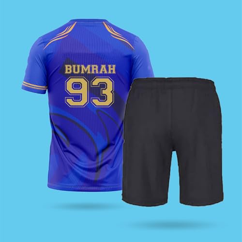 Image of Bumrah Sharma Jersey 93 Number Jersey with Shorts Club Team Cricket Jerseys Team Men's Half Sleeve New