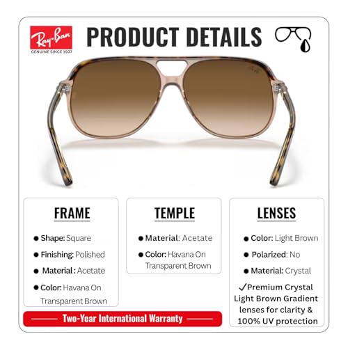Image of Ray-Ban RB2198 BILL Square Shaped Sunglasses for Men & Women with Official RAYBAN Eyewear Kit
