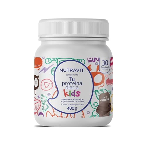 Proteínas, NUTRAVIT- Proteína Premium en Polvo para Niños, Agrega Proteínas, Vitaminas y Minerales a su Alimentación Diaria. Sabor Chocolate, 30 Porciones, 400gr