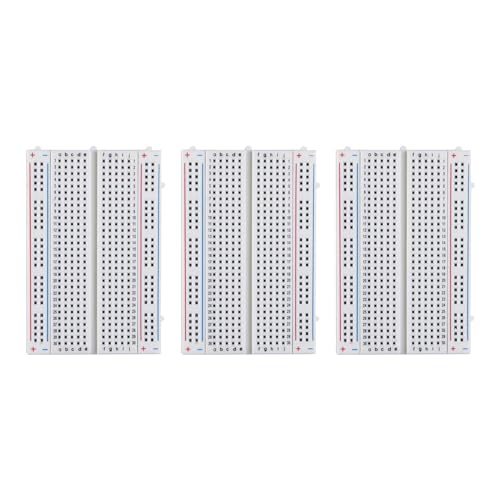 Image of ELEGOO 400 tie Points breadboard, 4 Power Rails for Jumper Wire 3PCS | Compatible with Arduino, Proto Shield Distribution Connecting Blocks, 4 Power Rails, Side Clips, Adhesive Backs, Half-Size