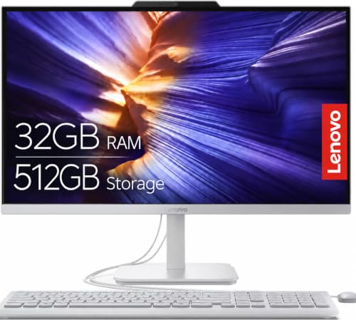 Lenovo 24" FHD All-in-One Desktop, 32GB RAM, 512GB SSD, Intel 4-Core | Office 365 for The Web, 24“ FHD Anti-Glare IPS Display, Windows 11, Everyday Use AIO for Multitasking - image 1