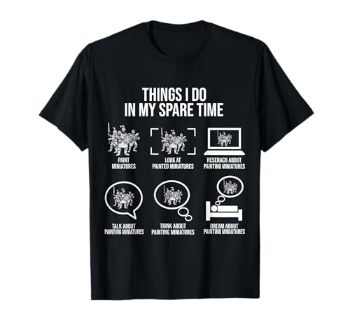 Painting Miniatures tees Miniature Painter T-Shirt for Miniature Board Game Lovers Unisex-Adults Black Small