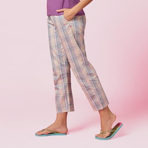 Image of Enamor Mid Rise Full Length Adjustable Drawstring Hangout Pant for Women - Relaxed Fit, Combed Cotton - E4A5