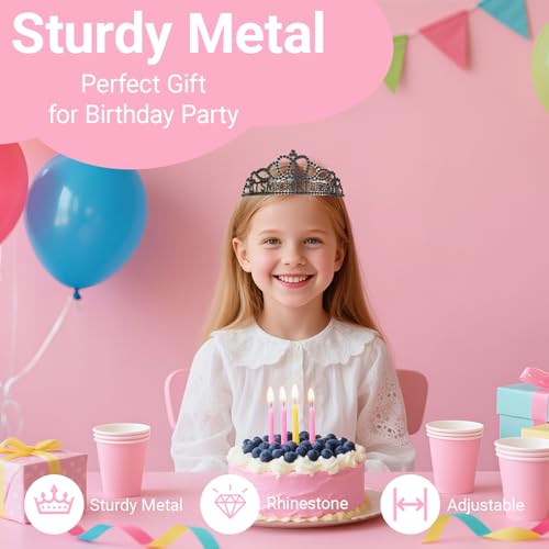 Birthday Tiara and Crown with Sash, Birthday Tiara for Women Party Black