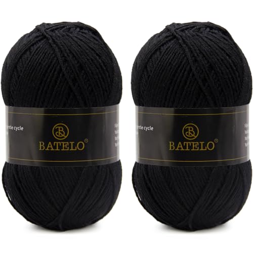Image of Crochet Yarn Black Amigurumi Yarn 560 Yards, 2 Pack Acrylic Yarn of 150g /5.3oz, 3 Light Worsted Yarn for Crocheting & Knitting