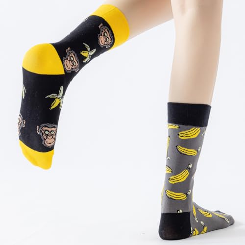 Image of 2 Pairs Cartoon Animal Crew Socks Fun Cotton Mid Calf Socks for Women