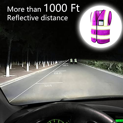Image of Safety Vest for Men Women Reflective Construction Vest Hi Vis ANSI Standard | ANSI Standard, 8 utility Pockets 4 Reflective Strips with Neon trim High Visibilty Breathable Mesh Safety Apparel for Work