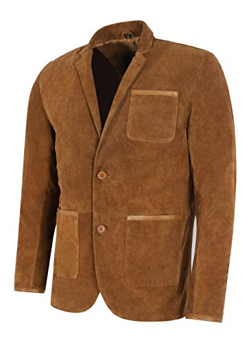 MILANO SPORTS BLAZER COAT TAN Suede Classic Tailored Soft 100% Real Leather Suede Jacket 58312