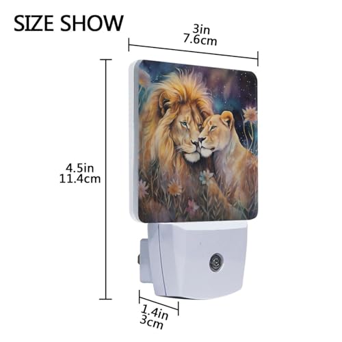 Image of Lions Flower Night Lights 2 Pack Plug-in Wall Led Nightlight Auto Dusk-to-Dawn Sensor Lamps for Bedroom Kitchen Bathroom