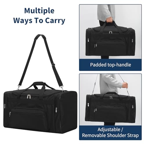 75L Large Duffle Bag for Men - 26 inch Duffel Bag Heavy Duty for Weekend Travel Sport Camping - Black4
