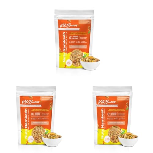 Image of KILOBEATERS Zero Sugar Roasted South Indian Style Nuts Namkeen Healthy Mixture Snacks for Diet, Zero Preservative - 400 g (Pack of 3)